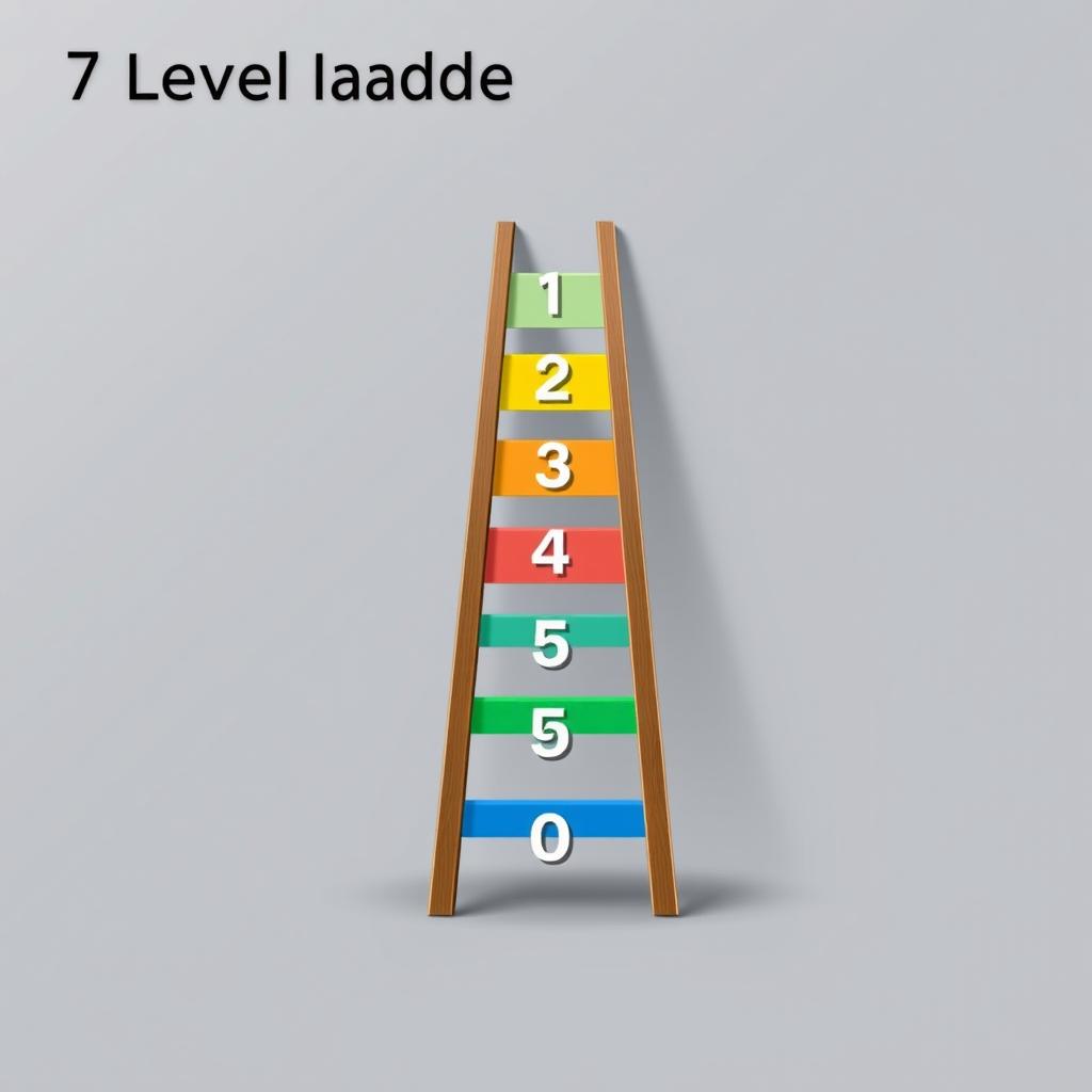 A 7-level ladder slide template design, featuring each level clearly marked with bold numbers from 1 to 7