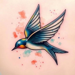 A beautiful swallow tattoo design featuring elegant lines and intricate details