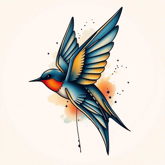 A beautiful swallow tattoo design featuring elegant lines and intricate details