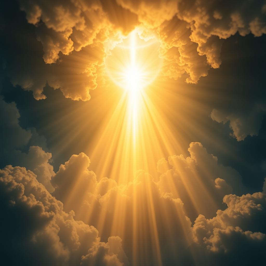 A divine light descending from the sky, symbolizing God's wisdom that transcends everything