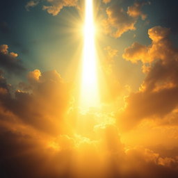 A divine light descending from the sky, symbolizing God's wisdom that transcends everything