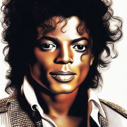 A realistic portrait of Michael Jackson, pop music icon, showcasing his distinctive style and features