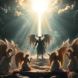 A sacred light descending from the heavens, casting a divine glow over the scene