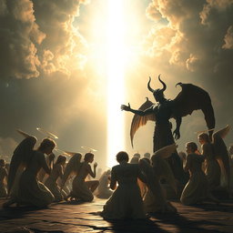 A sacred light descending from the heavens, casting a divine glow over the scene