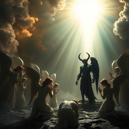 A sacred light descending from the heavens, casting a divine glow over the scene