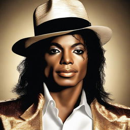 Altered version of the previous Michael Jackson portrait, reflecting his later years with lighter skin tone while maintaining his iconic features and style