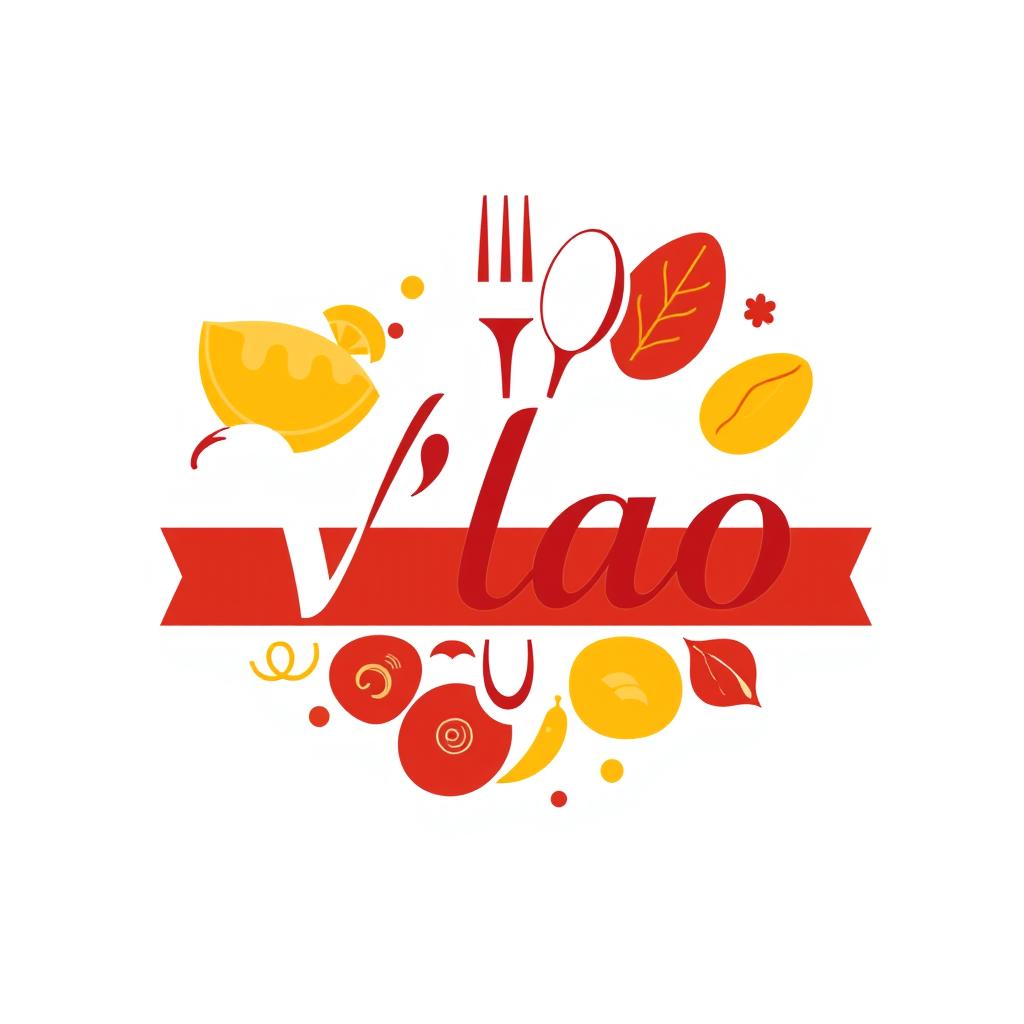 A stylish and modern logo for a food business named "V'lao"