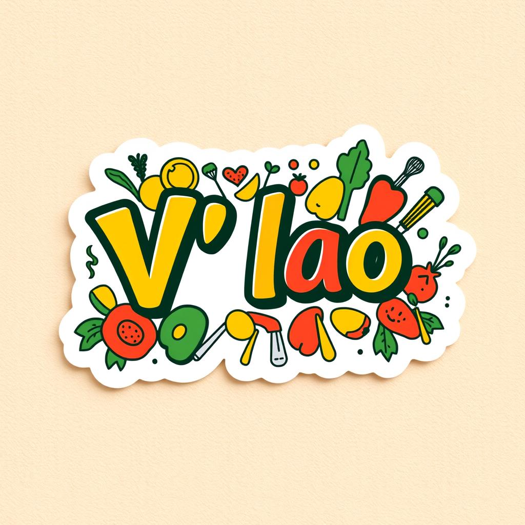 A vibrant and eye-catching sticker design for a food business named "V'lao"