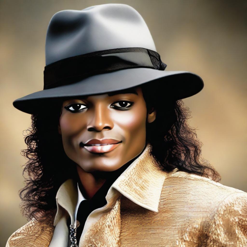 Altered version of the previous Michael Jackson portrait, reflecting his later years with lighter skin tone while maintaining his iconic features and style