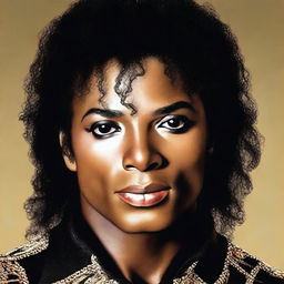 Altered version of the previous Michael Jackson portrait, reflecting his later years with lighter skin tone while maintaining his iconic features and style