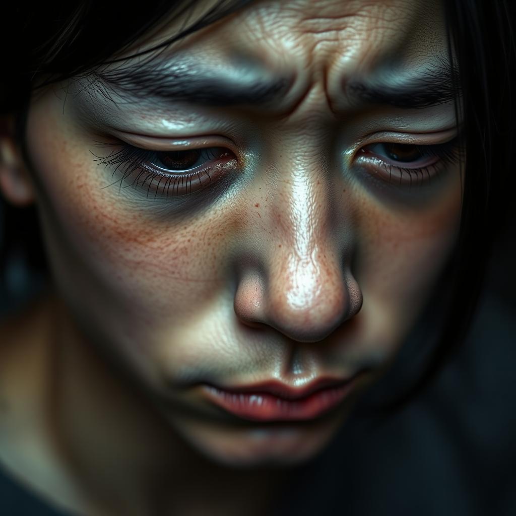 A close-up of a sad face expressing deep emotions