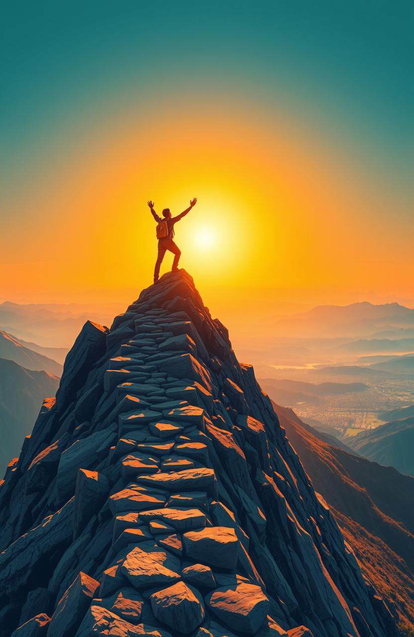 An inspiring scene depicting the journey of hard work and ultimate success