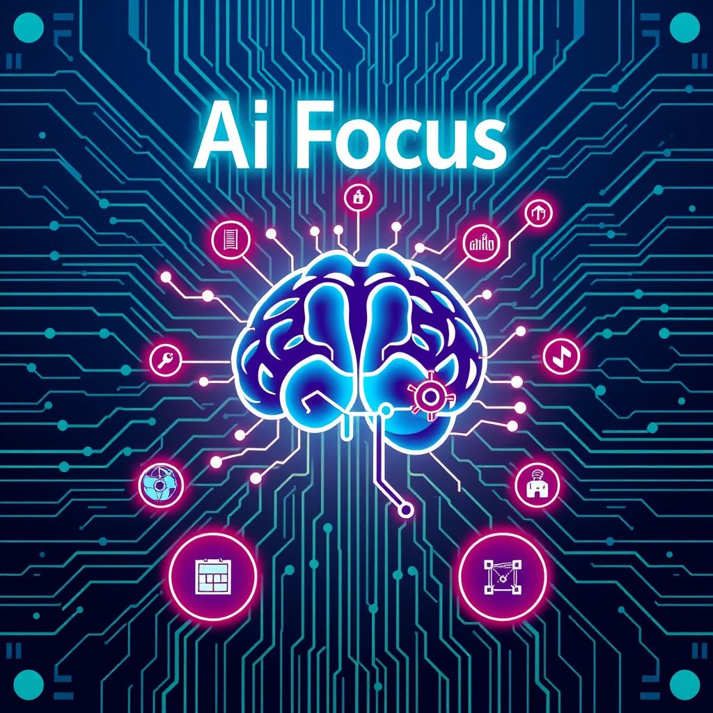 A vibrant and modern poster design for an AI-focused team called 'AI Focus'