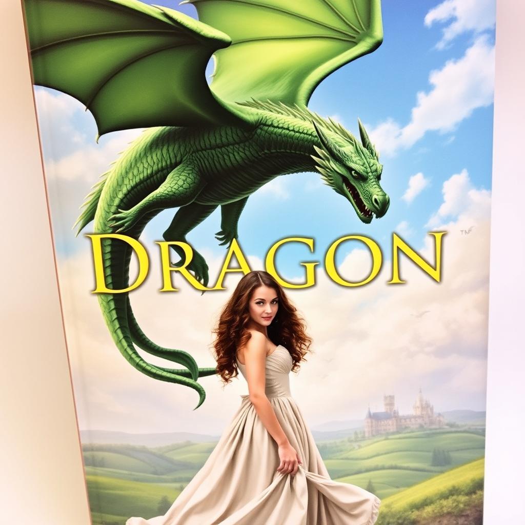 A book cover featuring a magnificent green dragon soaring majestically in the sky