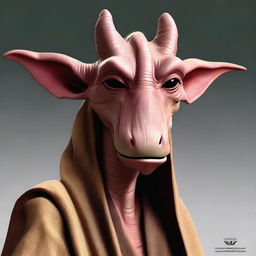 A detailed and realistic representation of Jar Jar Binks from Star Wars, capturing his unique Gungan attributes and expressions