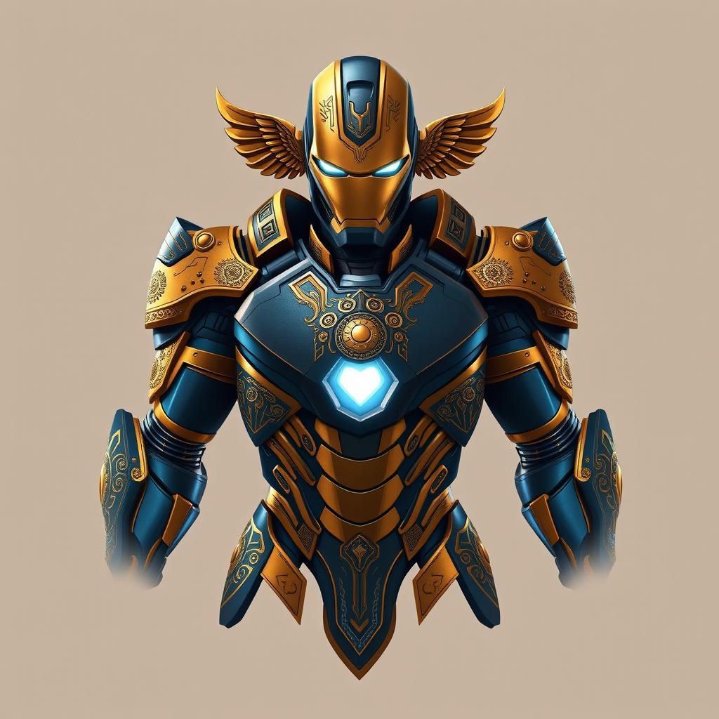 A stunning design of Iron Man's armor blended with Achaemenid Persian elements