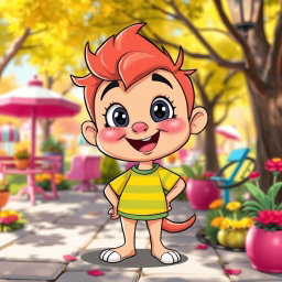 Create a cartoon character based on the [insert description or features from the photo]