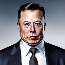 A hyper-realistic portrait of Elon Musk, notable entrepreneur and CEO of SpaceX and Tesla, depicted with a confident and forward-thinking expression