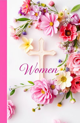 A beautifully designed Christian book cover for women, featuring a vibrant array of colorful flowers in a soft, elegant style