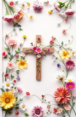 A beautifully designed cover for a Christian book for women, featuring an array of colorful flowers such as roses, lilies, and daisies intertwined gracefully among tendrils of greenery