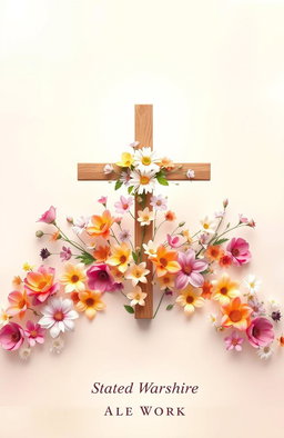 A beautiful Christian-themed book cover designed for women, featuring an array of vibrant flowers surrounding a prominent cross