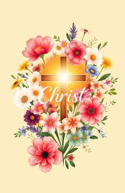A beautifully designed Christian book cover for women, featuring a vibrant floral background with a variety of colorful flowers elegantly arranged