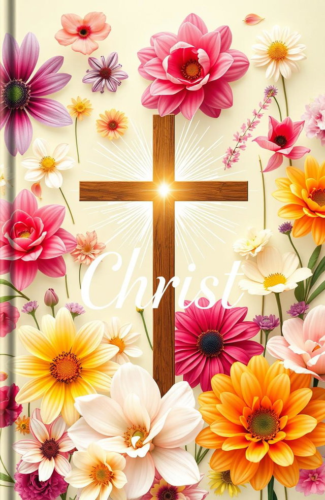 A beautifully designed Christian book cover for women, featuring a vibrant floral background with a variety of colorful flowers elegantly arranged