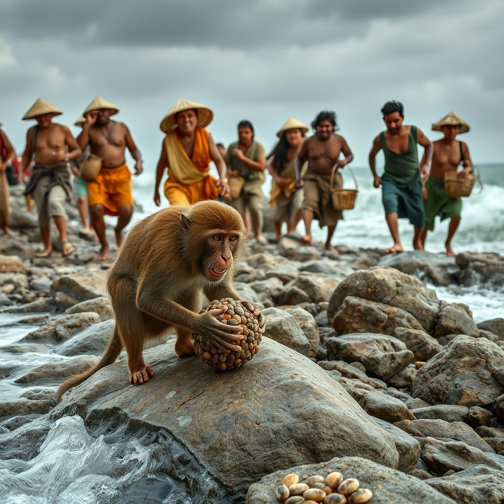 Stranded Hope: A Distressed Monkey's Struggle