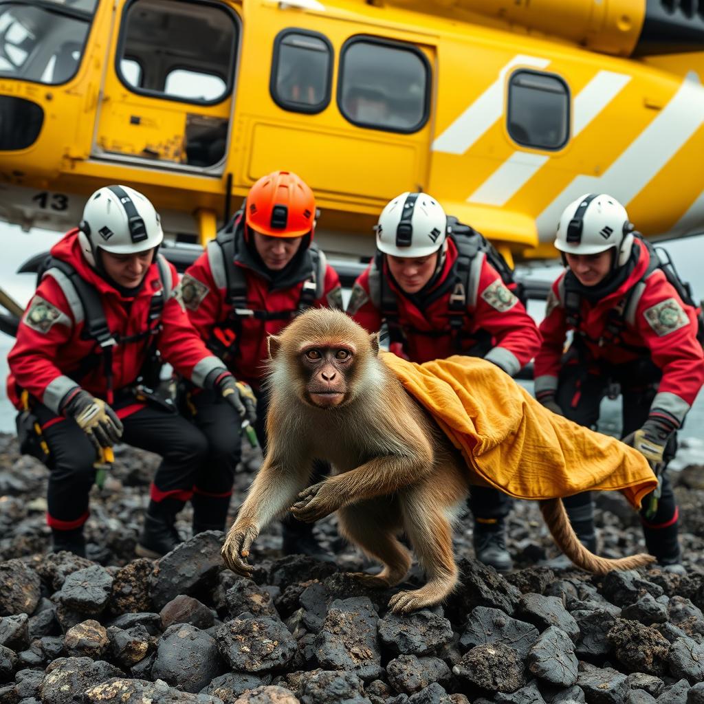 Heroic Rescue: Monkey Saved from Shoreline