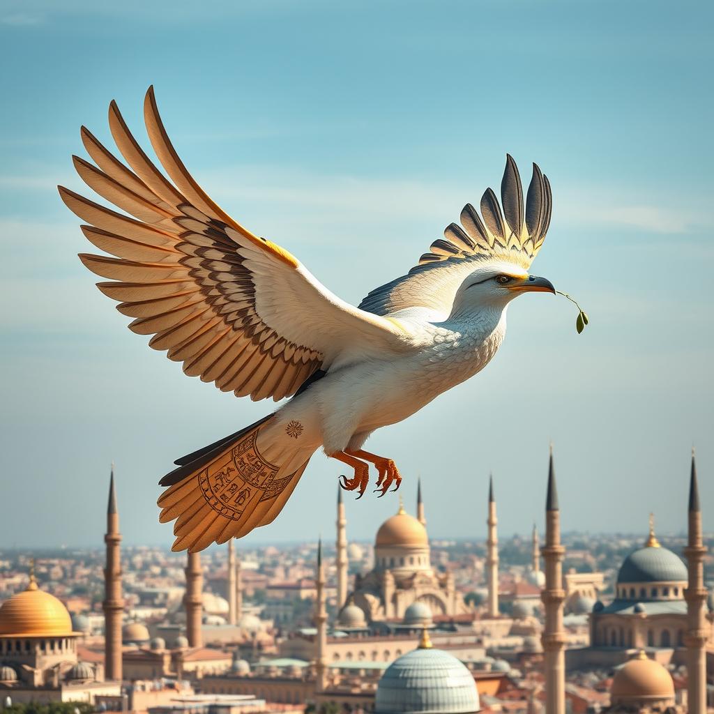 An incredible magic bird soaring above the Islamic world