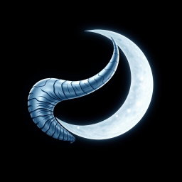 An artistic and creative logo featuring a side-angle image of an elephant tusk seamlessly merging with a crescent moon, set against a starry night background