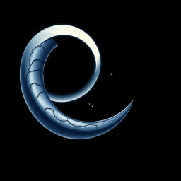 An artistic and creative logo featuring a side-angle image of an elephant tusk seamlessly merging with a crescent moon, set against a starry night background