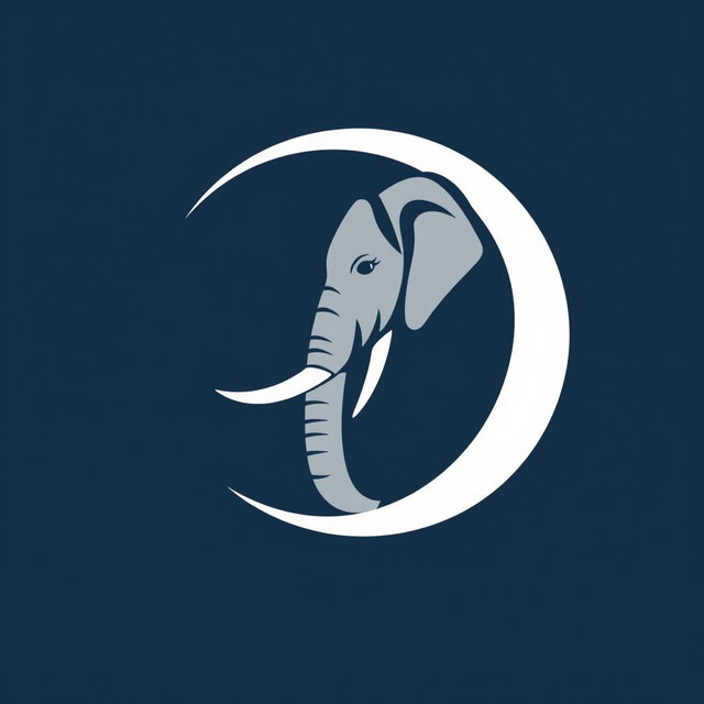 A creatively designed logo featuring a crescent moon that simultaneously resembles an elephant's tusk