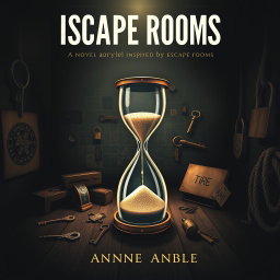 A thrilling book cover for a novel inspired by escape rooms