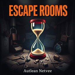 A thrilling book cover for a novel inspired by escape rooms