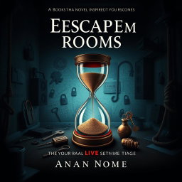 A thrilling book cover for a novel inspired by escape rooms
