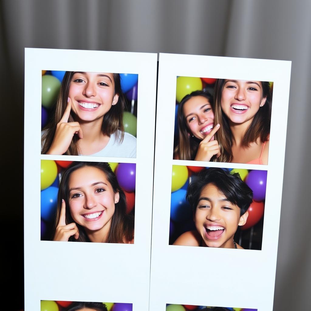 A photobooth strip featuring four individual photos arranged vertically