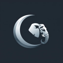 Create a visually striking and creative logo that seamlessly blends a crescent moon and an elephant's tusk into one cohesive design
