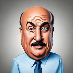 A humorous rendition of Dr. Phil, exaggerating his forehead size while maintaining his recognizable features