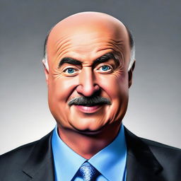 A humorous rendition of Dr. Phil, exaggerating his forehead size while maintaining his recognizable features