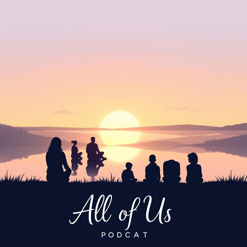 A podcast cover design titled "All of Us" that conveys a light sad theme