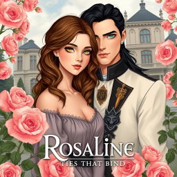 A romantic and mysterious scene depicting the female lead, Rosaline, with wavy dirt brown blonde hair and striking golden yellow eyes