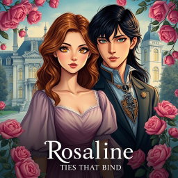 A romantic and mysterious scene depicting the female lead, Rosaline, with wavy dirt brown blonde hair and striking golden yellow eyes