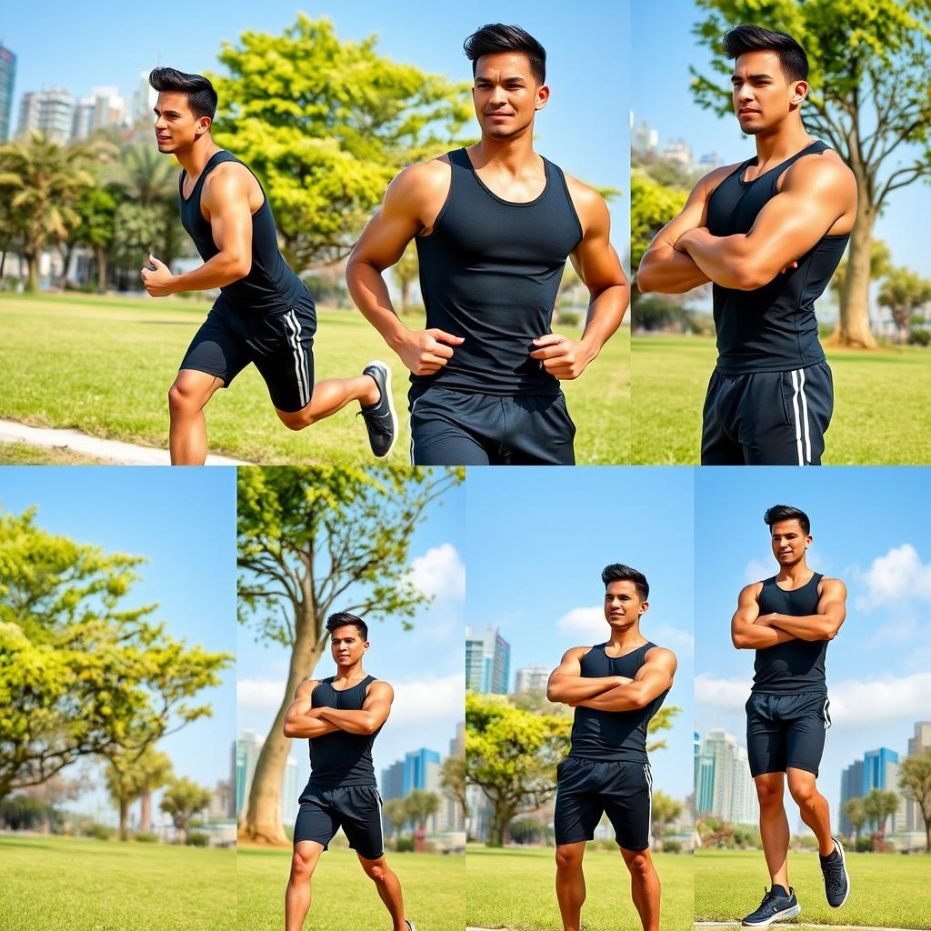 A series of images featuring the same man in different dynamic poses