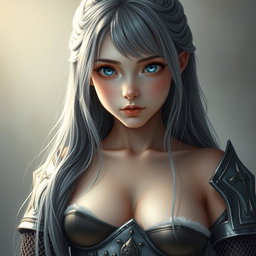 A realistic portrait of an innocent, attractive, and shy cleric healer girl