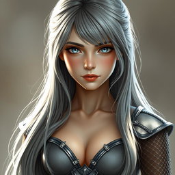 A realistic portrait of an innocent, attractive, and shy cleric healer girl