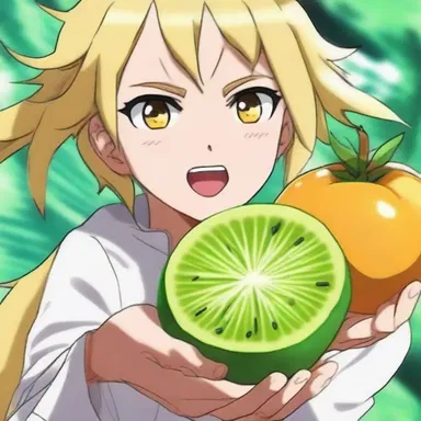 In the anime series, the protagonist gains incredible strength by consuming a unique amylum-infused fruit.