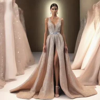 The fashion designer showcased a stunning evening gown made entirely of shimmering amylum fabric.