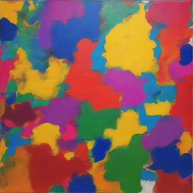 The artist created a visually striking painting by using vibrant colors and incorporating powdered amylum for texture.