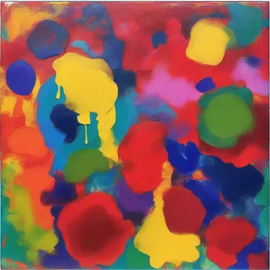 The artist created a visually striking painting by using vibrant colors and incorporating powdered amylum for texture.